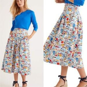Boden Theodora pleated Midi Skirt In Sea View Size 12R